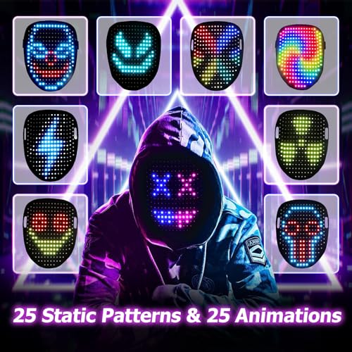 LED Pixel Mask with 50+ designs & Gesture Control
