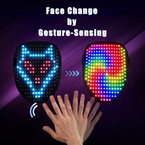 LED Pixel Mask with 50+ designs & Gesture Control