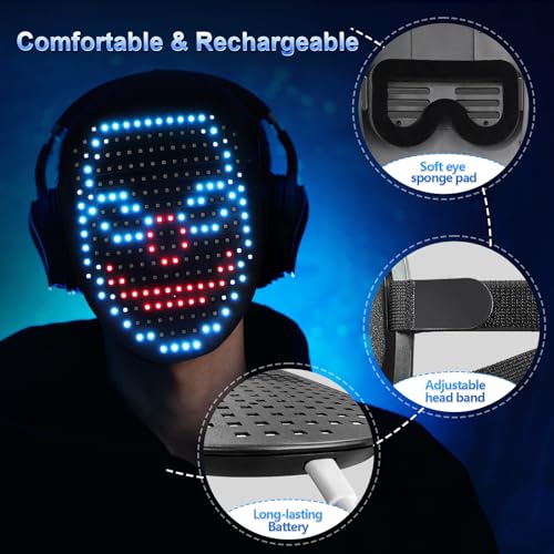 LED Pixel Mask with 50+ designs & Gesture Control